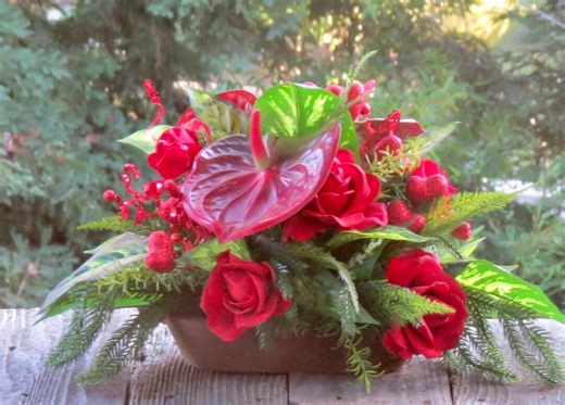Valentine Hawaiian Tropical Centerpiece Red White Green Includes Wood Bowl - Etsy