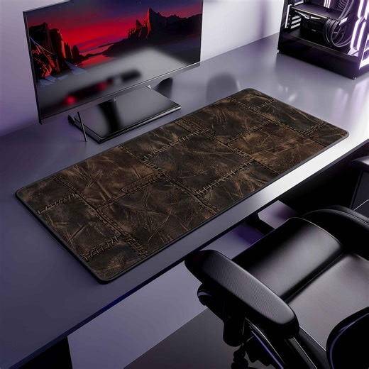 Dark Leather Mousepad, XL XXL Deskmat - Etsy