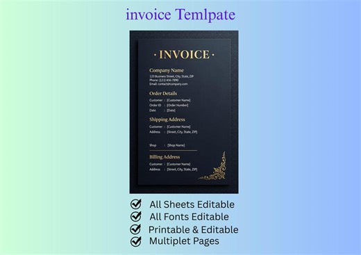 Professional Invoice Template for Small Business, Editable PDF & Excel, Auto-calculations, Logos, Modern Clean Design - Etsy