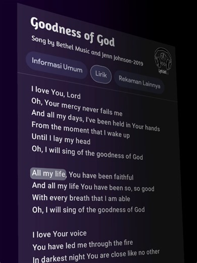 Goodness of God Lyrics - Bethel Music and Jenn Johnson