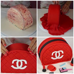 A pretty channel makeup bag CAKE for all the makeup lovers out there! 😍 | MetDaan Cakes
