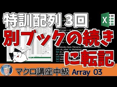 【2024 BA中級】 110回、特訓配列3回 ２次元配列を別ブックの続きに転記する、使えるレベルまで 底上げ企画 【VBA中級 110回】