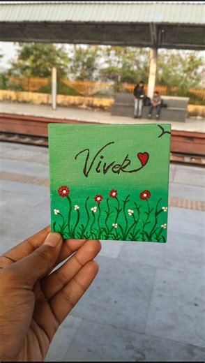 Name plate on A5 Canwas 🖌️🖌️🖌️#art #acrylicscenery #acrylic #name #nameart