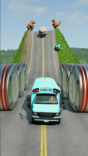 Car & School Bus vs Hydraulic Crush - BeamNG.drive