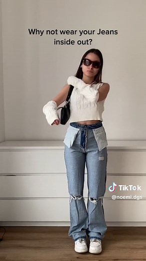 Stylish Outfit Ideas: Inside Out Jeans Look