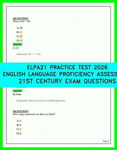 ELPA21 PRACTICE TEST 2026 ENGLISH LANGUAGE PROFICIENCY ASSESSMENT 21ST CENTURY EXAM QUESTIONSVIDEO