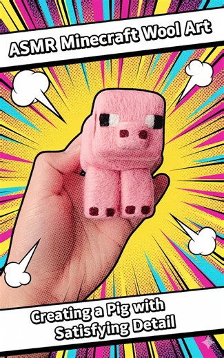 ASMR Minecraft Wool Art: Creating a Pig with Satisfying Detail