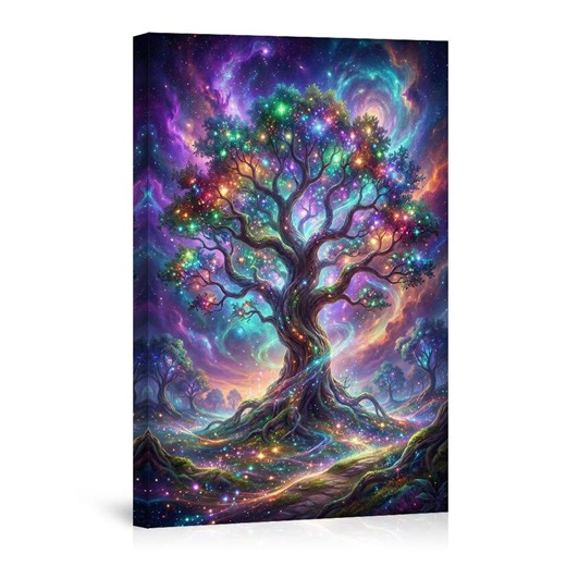 Cosmic Tree of Life in Starry Nebula Canvas Wall Art, Vibrant Fantasy Decor, Mesmerizing Modern Art for Living Room & Contemporary Home - Etsy