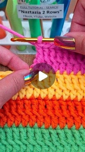 Naztazia on Instagram: "Crocheting two rows at a time is accomplished by using linked stitches. The first double crochet is made, followed by linking to the row below for the next one. #crochet #knittinglove #tunisiancrochet #artoftheday #tips #yarnlove #diy #tutorial #howto #naztazia #reels"