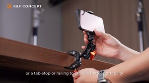 K&F CONCEPT Camera Clamp Mount, Super Clamp Mount Magic Arm with Two 360° Ball Heads, ARRI 1/4" Screw Threads for DSLRs, Action Camera, Tripod, Phone Compatible with Gopro/DJI/Insta360