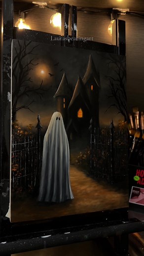 Halloween-Themed Painting Process: Eerie Art Unveiled