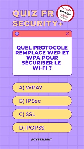 Quiz CompTIA Security+ – 5 questionsb ! #cybersecurite