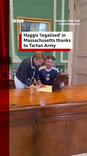 Haggis has been illegal in the US since the 1970s, due to federal food regulations relating to the consumption of offal. #Scotland #Massachusetts #WorldCup #BBCSport #BBCNews