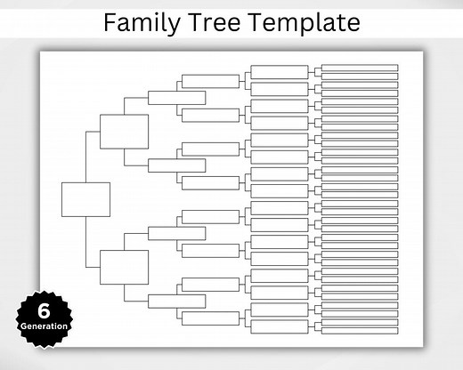6 Generations Family Tree Chart. Printable Family Tree Templates. Digital Pedigree Chart. Ancestral Chart. Genealogy Template. PDF Template - Etsy