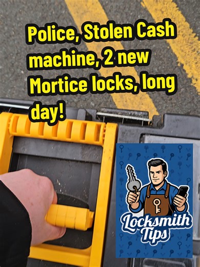 “Stolen ATM (cash machine) job today. Two mortice locks changed following a forced entry. Secured, compliant, and ready for use again. This is the reality of commercial locksmith work after a crime.” #locksmithlife #breakin #police #trending #morticelock