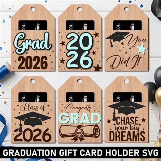 Graduation Gift Card Holder SVG Bundle, Class of 2026, Congrats Grad Tag (digital Download) - Etsy