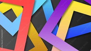 Abstract square papercut animation colorfull background