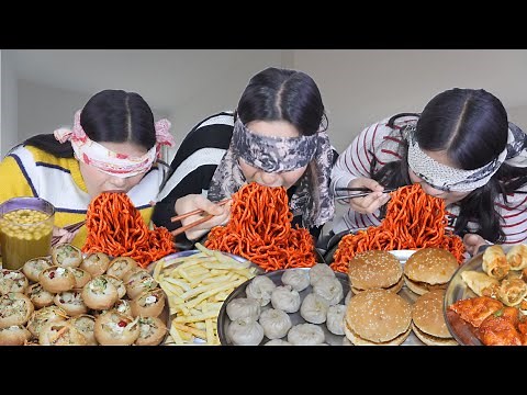 Blindfold With Chopstick Food Challenge | Golgappa, Momos, Burger, Noodles, French Fries Challenge