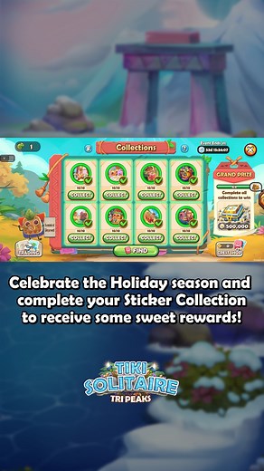 ❄️ Sticker Collections - Season 3! ❄️ The magic of the latest Holiday-themed season of the Sticker Collection feels like unwrapping a gift, blending the thrill of discovery with the glow of completing something cherished. 🎁 This whimsical adventure takes you on a nostalgic journey through the Holidays. Collect stickers that capture joyful snapshots, woven into storylines that follow the TriPeaks friends as they bake festive treats, exchange gifts, and celebrate together. Each pack is like a pre