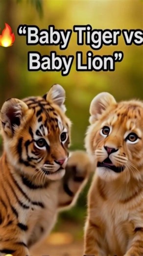 🐯🦁 Baby Tiger vs Baby Lion but it turned into a cute cuddle fight! 😭❤️