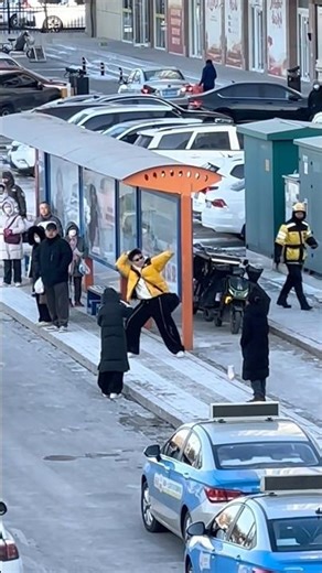dancing #at the bus stop #wow #stunned passers-by