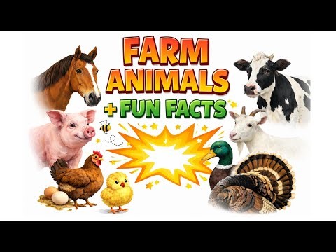 20 Farm Animals Name with Amazing Facts | Farm Animals for Kids 🐄 l #kidsvideo l #farmanimals l