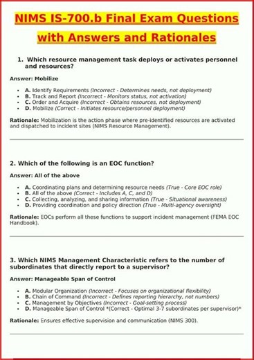 Nims Is700B Final Exam Latest Actual Questions Verified Answ video