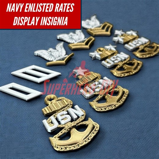 Navy Enlisted Rate Insignia | Multiple Sizes Available | E-2 to E-9 Display Fouled Anchor Silver and Gold - Etsy