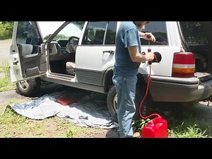 Using a Harbor Freight Siphon and Can to get the Gas out of our Wrecked Jeep Grand Cherokee
