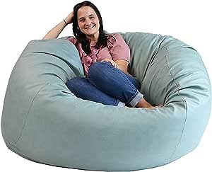 Bean Bag Cover, 4ft, Seafoam Green Faux Leather (No Filler) - Comfy Big Bean Bag Chair Covers for Kids, Teens, & Adults - Cover ONLY