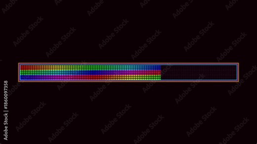 Progress bar animation in 4k resolution for video content displaying various colors and patterns