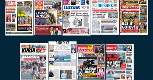 NASLOVNE STRANE DANAŠNJIH NOVINA: Prelistavanje štampe za nedelju, 19. april 2026. godine