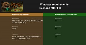 Seasons after Fall System Requirements — Can I Run Seasons after Fall on My PC?