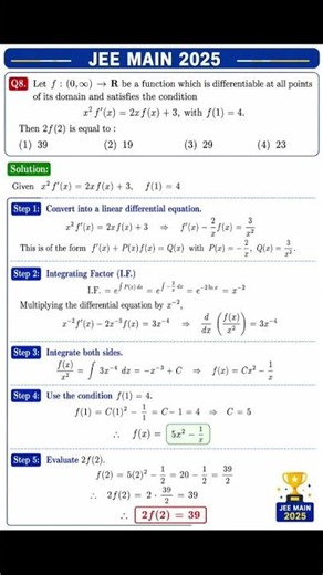 📈 JEE Main 2025 PYQ Solution | Differential Equation in One Minute