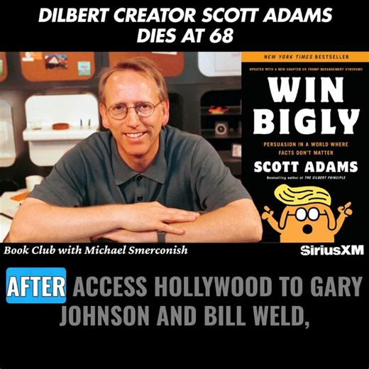 Dilbert cartoonist Scott Adams has died at 68, according to his family. The office cartoonist became controversial about a decade ago for his bold endorsement of Donald Trump. In 2017, after Trump's election, Adams joined Michael to discuss his book, "Win Bigly," and his shifting party affiliation. Listen to the full episode 🎧 https://link.podtrac.com/SmerconishScottAdams | Michael Smerconish