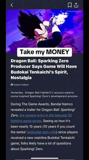 #dbzsparkingzero #thegameawards2023 #gameingtiktok #videogames #dbzgames #bandainamco