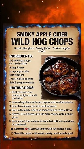 🐗 Smoky Apple Cider Wild Hog Chops Recipe. #cooking #food