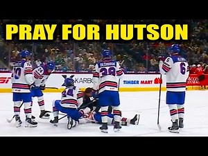 Cole Hutson Injury Hit By Puck in Head Stretchered Off Ice | USA vs Switzerland 2026 World Juniors