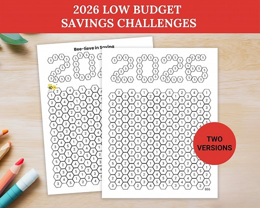 Printable 2026 Savings Challenge Low Numbers, Sinking Funds Money Challenge, Penny Savings, Envelope Challenge, Bee Theme & Plain Versions - Etsy