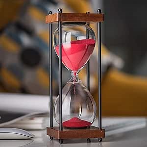 Large Hourglass Timer 30 Minute, Decorative Wooden Sandglass, Red
