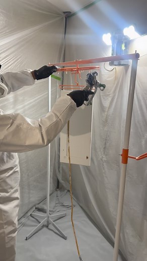 Spraying first coat of Bin Shellac Primer. Degrease ➝ Sand ➝ Vacuum ➝ Prime #mnpainter #topprioritypainting #gracopaintsprayers | Top Priority Painting LLC