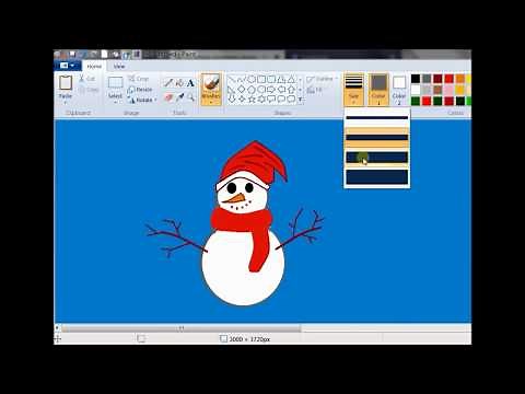 How to draw Christmas Snow man in Ms paint?