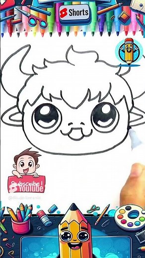 How to Draw a Kawaii Minotaur 🐮