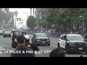 EMERGENCY VEHICLES AT THE LA DODGERS PARADE IN DOWNTOWN Los Angeles