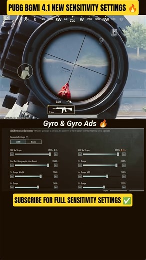 Bgmi/PUBG 4.1 Updated Sensitivity |bgmi best sensitivity settings | #shorts #bgmi #viral #pubgmobile