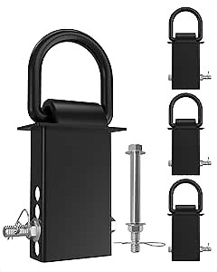 RETRUE 4PCS 20,000lbs Trailer Stake Pocket D Ring with Added Security Bolt Nut, Heavy Duty Removable Stake Pocket Tie Down for Flated Trucks and Trailers, Utility Trailer Accessories, Black