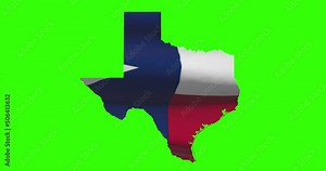 Texas state map outline with flag animation on green screen
