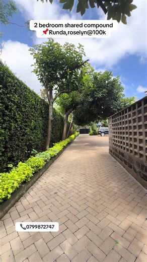 2 Bedroom House for Rent in Runda Roselyn This 2 bedroom home is located in the serene and prestigious area of Runda Roselyn, sitting on a shared compound of only two homes on half an acre. The property offers a peaceful environment with a beautifully maintained garden, making it ideal for families or professionals who work from home. Rental Price: Ksh. 100,000 per month (Inclusive of water, garbage collection, security, and weekly house cleaning) Features \t•\t2 spacious bedrooms \t•\tBright an