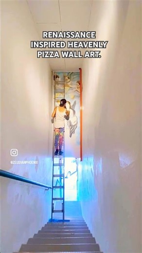 Turning plain wall into a Heavenly Pizza Mural. 🍕 #artshorts #mural #wallart #paintingprocess #art