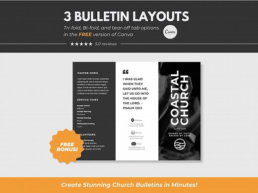 Church Bulletin Template Canva Church Template Editable Church Bulletin Program Church Bulletin Covers Church Bulletin Boards Template Canva - Etsy